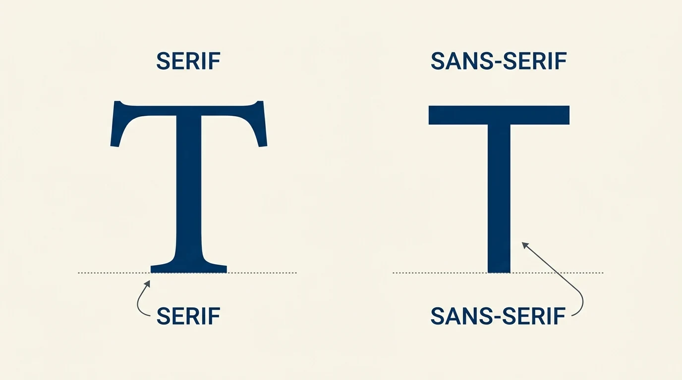 Comparação didática entre letra com serifa (Serif) e letra sem serifa (Sans-Serif)